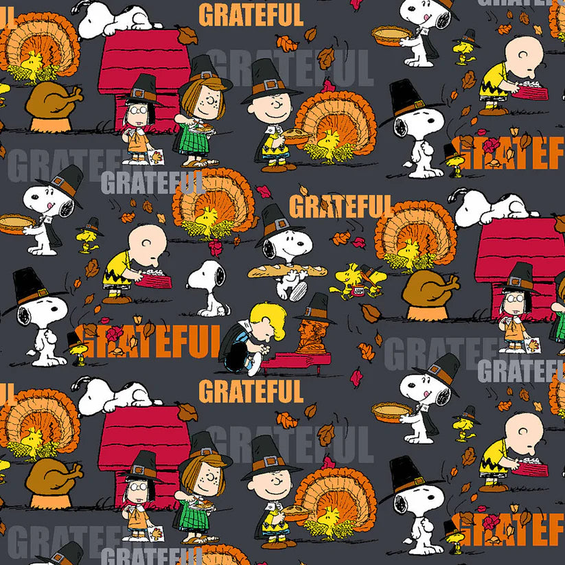 Top Clínico Snoopy Thanksgiving Grateful Mujer